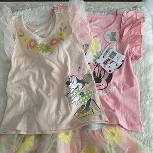 Disney Minnie Mouse 2 T-Shirts and Tulle Skirt with pants set